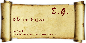 Dürr Gejza névjegykártya
